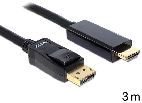 DeLock Kabel Displayport Stecker > HDMI Stecker 3 m