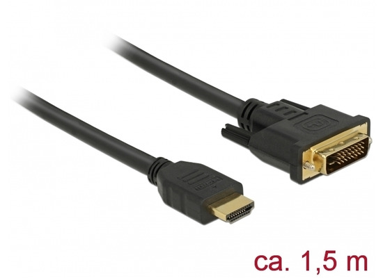 DeLock Kabel DVI 24+1 Stecker > HDMI-A Stecker 1,5 m