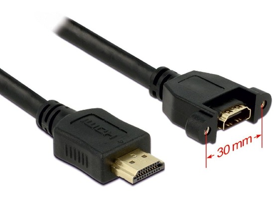 DeLock Kabel HDMI A Stecker > HDMI A Buchse zum Einbau 1 m