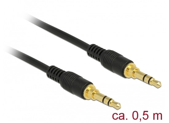 DeLock Kabel Klinke 3 Pin 3,5 mm Stecker > Stecker 0,5 m schwarz