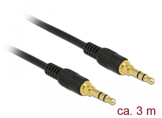 DeLock Kabel Klinke 3 Pin 3,5 mm Stecker > Stecker 3,0 m schwarz