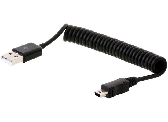 DeLock Kabel USB 2.0-A Stecker>USB mini Stecker Spiralkabel