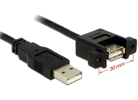 DeLock Kabel USB 2.0 A Stecker > USB 2.0 A Buchse 1m mit Schraubverbindung