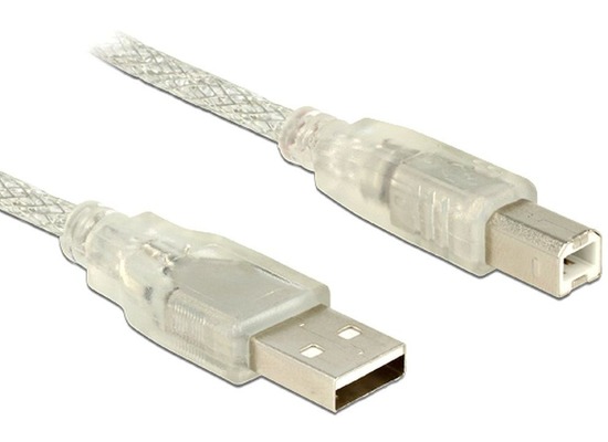 DeLock Kabel USB 2.0 A Stecker > USB 2.0 B Stecker durchsichtig