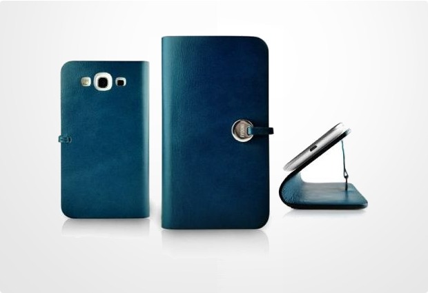 Evouni Handgefertigte Leder Schutzhlle fr Samsung Galaxy S 3, blau