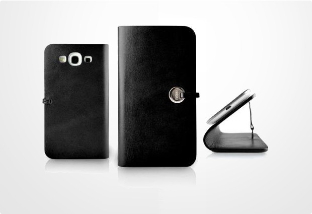 Evouni Handgefertigte Leder Schutzhlle fr Samsung Galaxy S 3, schwarz
