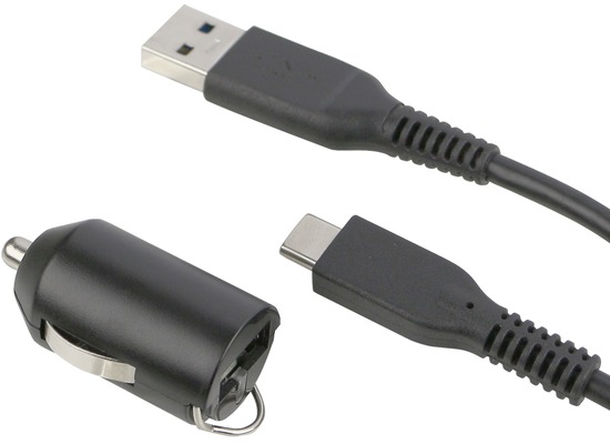Fontastic Kfz-Ladeadapter Nano USB 2.1A schwarz inklusive USB Typ-C 3.1 G1 Datenkabel 1m