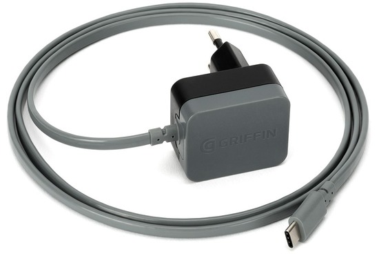 Griffin PowerBlock Wand-Ladegert, USB-C, 3A/15W, schwarz/grau