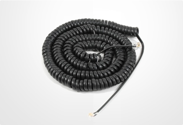 HDK Hörerschnur / Hörerkabel, schwarz lang (ca. 4 m ausgezogen) Spiralkabel