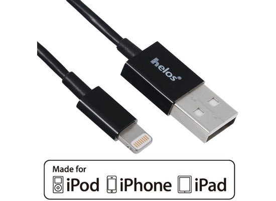 Helos Lightning zu USB Kabel 10 cm schwarz