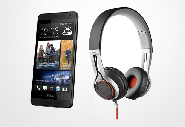 HTC One mini, schwarz (Telekom) + Jabra Stereo Headset REVO, schwarz