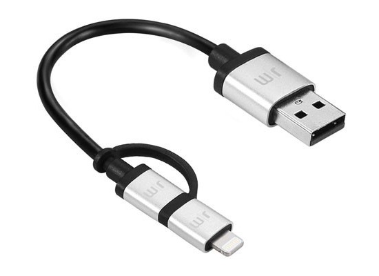 Just Mobile AluCable Duo Mini mit Lightning- und Micro-USB-Anschluss, 10cm