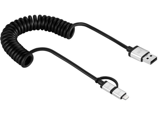 Just Mobile AluCable Duo Twist mit Lightning- und Micro-USB-Anschluss, 1.50m