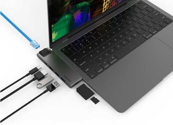 Kanex 7-Port USB-C Hub, Apple MacBook Pro 13/15 (2016 - 2019), space grau, K172-1041-RJ45