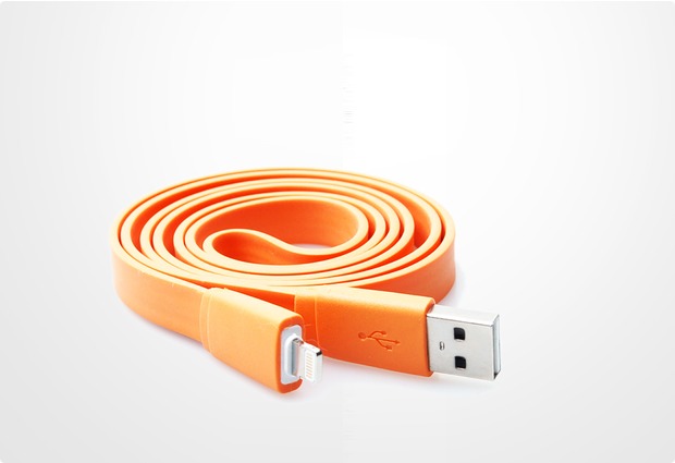 Konkis Flat Lade- und Datenkabel (Lightning) für iPhone 5 / iPad 4, orange