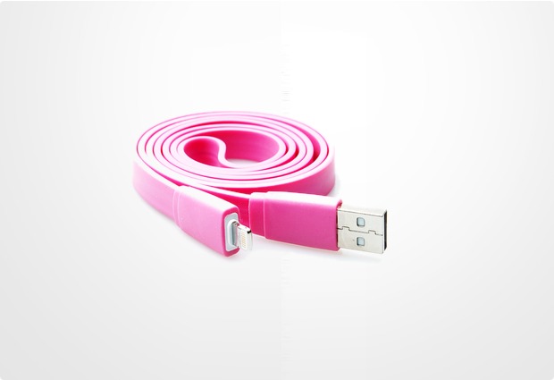 Konkis Flat Lade- und Datenkabel (Lightning) für iPhone 5 / iPad 4, pink