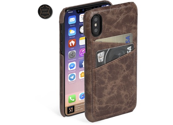 Krusell Tumba 2 Card Cover 61108 fr Apple iPhone X, Brown Marble