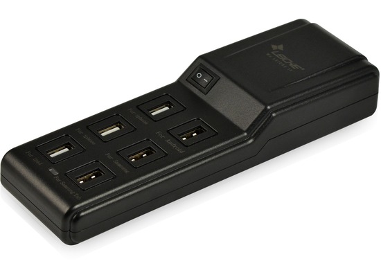 LEICKE 6-fach USB-Ladegerät mit 6 USB-Ladeanschlüssen 5V - 2,5A - 36W