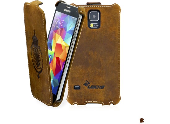 LEICKE MANNA FlipCover aus Nubukleder fr Samsung Galaxy S5, braun