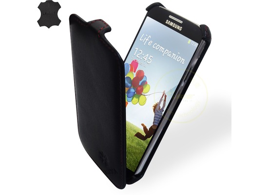 MANNA UltraSlim-FlipCover aus Nappaleder fr Samsung Galaxy S4, schwarz