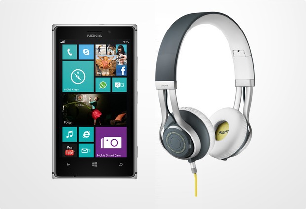 Nokia Lumia 925, grau (Telekom) + Jabra Stereo Headset REVO, grau