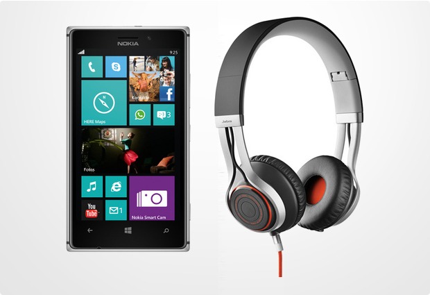 Nokia Lumia 925, grau (Telekom) + Jabra Stereo Headset REVO, schwarz
