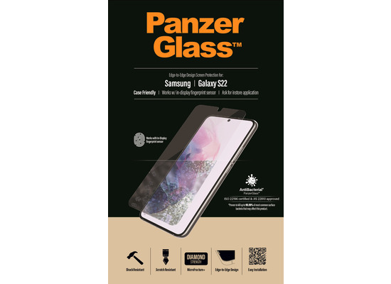 PanzerGlass E2E Samsung Galaxy S22 Case Friendly, Antibakterielles Glas