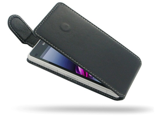 PDair Ledertasche Flip fr Sony Xperia Z1 Compact, Echtleder schwarz