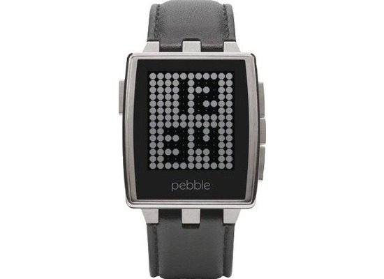 Pebble Steel Smartwatch Brushed Stainless mit Lederarmband