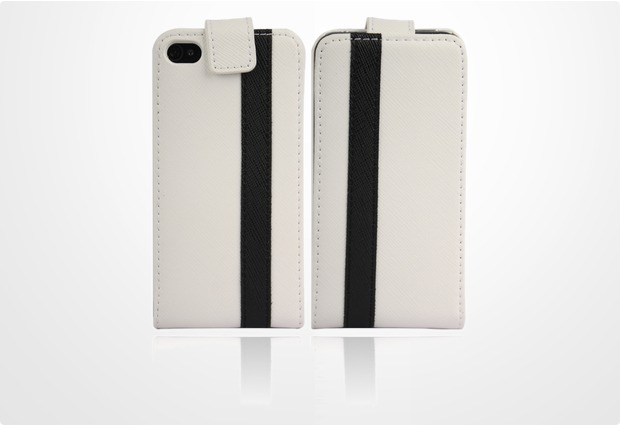 Twins Striped Flip fr iPhone 4/4S, wei-schwarz