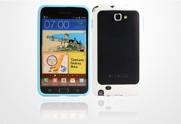 Twins 2Color Bumper fr Samsung Galaxy Note, blau-wei