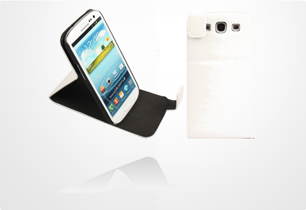 Twins Flip-Flap Leather fr Samsung Galaxy S3, wei