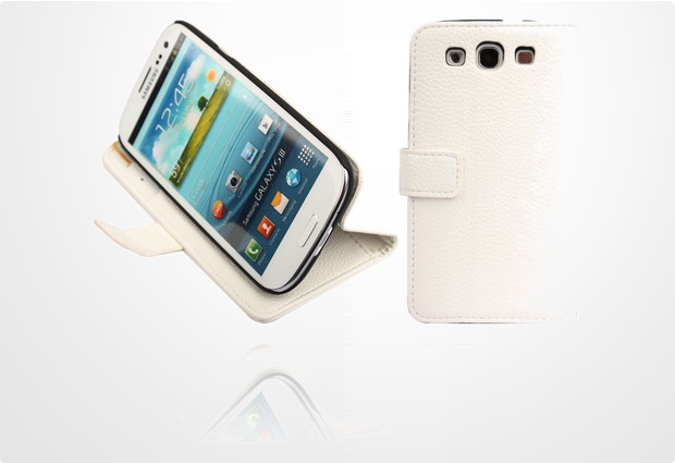 Twins Premium BookFlip Leather fr Samsung Galaxy S3, wei