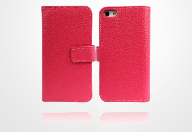 Twins Premium BookFlip Leather fr iPhone 5/5S/SE, pink