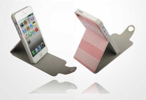 Twins Striped Flip-Flap fr iPhone 5/5S/SE, rot