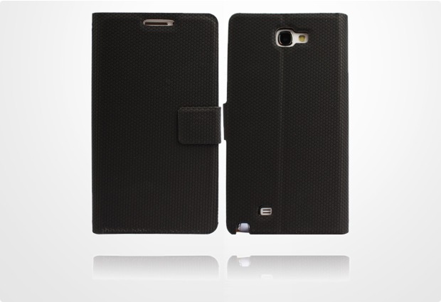 Twins Premium BookFlip Leather fr Samsung Galaxy Note 2, schwarz