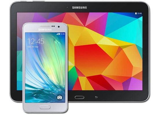 Samsung A300F Galaxy A3 (platinum-silver) mit Galaxy Tab 4 10.1 16 GB (WiFi), schwarz