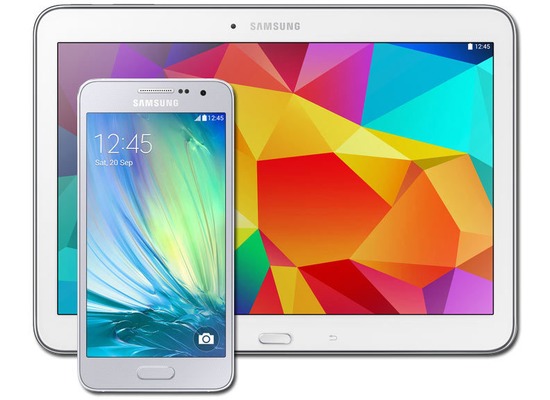 Samsung A300F Galaxy A3 (platinum-silver) mit Galaxy Tab 4 10.1 16 GB (WiFi), weiß