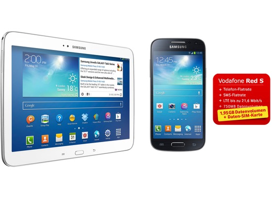 Samsung Galaxy S4 mini, schwarz + Galaxy Tab3 10.1 16GB (UMTS), weiß (Vodafone)