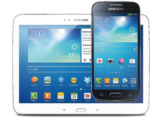 Samsung Galaxy Tab3 10.1 16GB (WLAN), wei mit Galaxy S4 mini, Black Mist