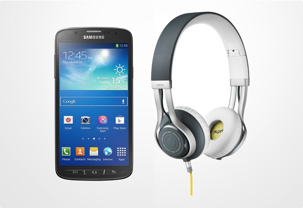 Samsung Galaxy S4 Active, grau (Telekom) + Jabra Stereo Headset REVO, grau