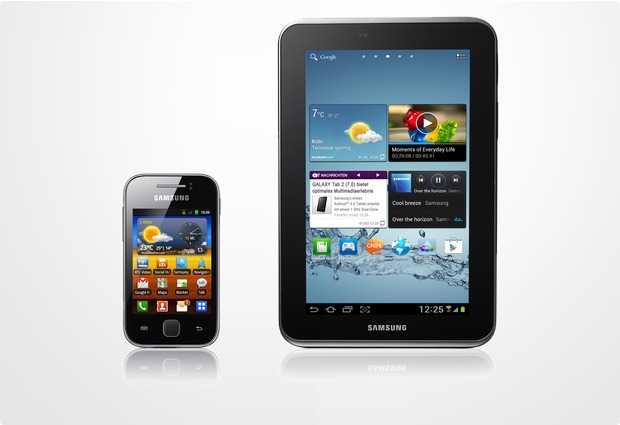Samsung Galaxy Y, schwarz-metallic + Galaxy Tab2 7.0 8GB (WLAN), titanium-silber