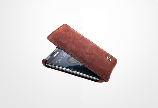 Pierre Cardin Flip Case Wildleder fr Samsung i9000 Galaxy S, braun