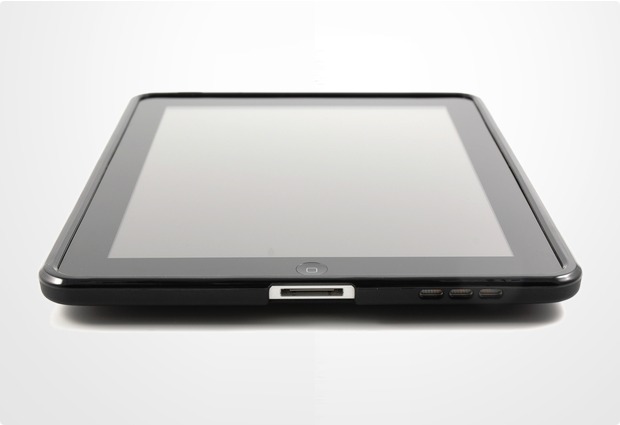 Silikonhlle fr iPad, schwarz mit Klavierlackkante