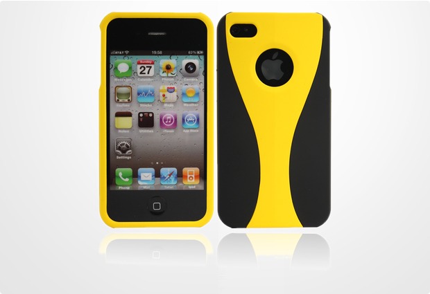 Twins Hardshelled fr iPhone 4/4S, schwarz-gelb
