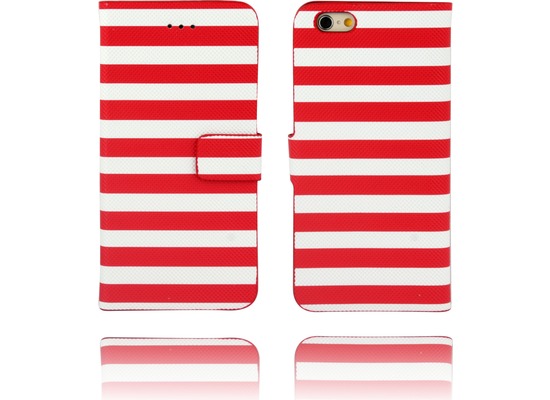 Twins Kunstleder Flip Case fr iPhone 6,Stripes,rot,wei