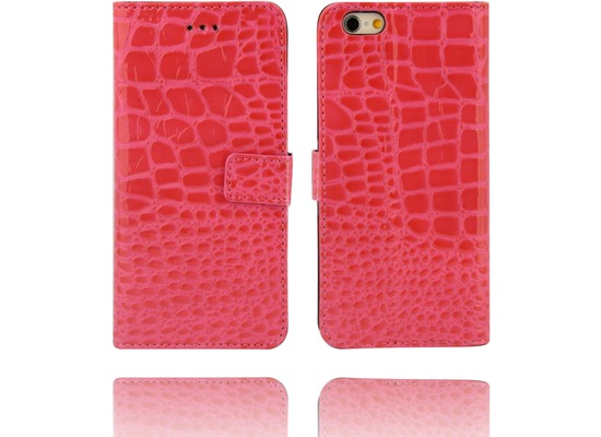 Twins Kunstleder Flip Case fr iPhone 6 Plus, Kroko Optik, pink