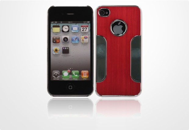 Twins Metal Guard fr iPhone 4/4S, rot