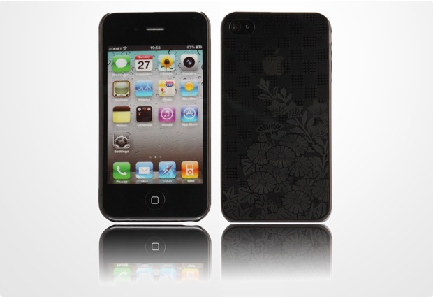 Twins Micro Flower fr iPhone 4, schwarz-transparent