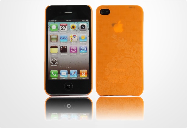 Twins Micro Flower fr iPhone 4, orange